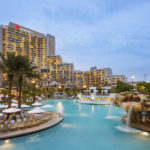 Orlando World Center Marriott dusk pool from rocks # 21823_2000px (1)