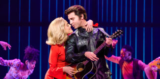 Hannah Jewel Kohn as 'Marcia Murphey,' Nick Fradiani as 'Neil - Then' and 'The Noise' in A Beautiful Noise The Neil Diamond Musical - Photo credit Jeremy Daniel.