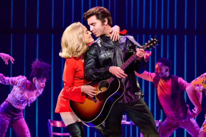 Hannah Jewel Kohn as 'Marcia Murphey,' Nick Fradiani as 'Neil - Then' and 'The Noise' in A Beautiful Noise The Neil Diamond Musical - Photo credit Jeremy Daniel.